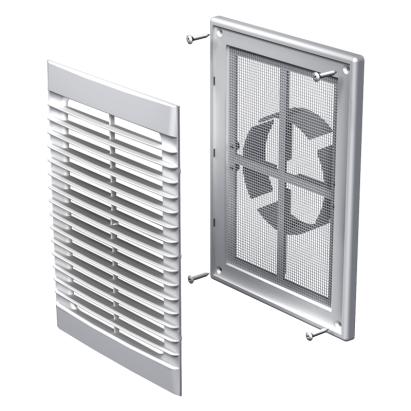 Grilă de ventilație Vimar MV 126 din PVC, cu plasă antiinsecte, 183x253 mm
