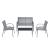 Set mobilier de grădină 4 piese cu bancă, masă și 2 scaune, gri deschis