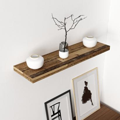 Raft de perete Bredebro 80 x 23 cm, aspect lemn vechi, 15 kg
