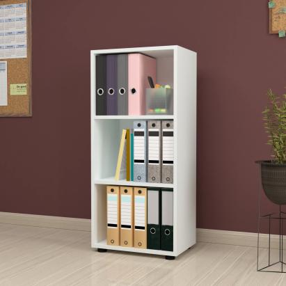 Bibliotecă albă Vara cu 3 rafturi, 108x49x30 cm, [en.casa]