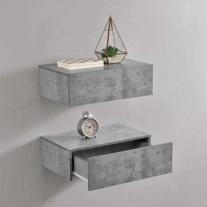 Wandregal Oslo 2er Set 46x30x15cm Beton-Optik [en.casa]
