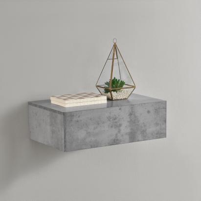 Wandregal Oslo mit Schublade 46x30x15cm Beton-Optik [en.casa]