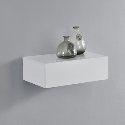 Raft de perete cu sertar Oslo 46x30x15 cm, alb lucios, [en.casa]