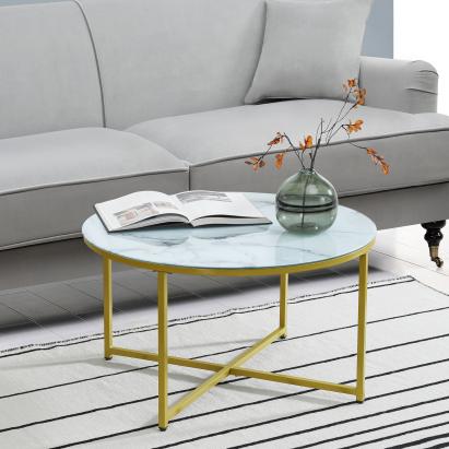 Couchtisch Uppvidinge 45x80cm Marmor, weiß / Gold [en.casa]