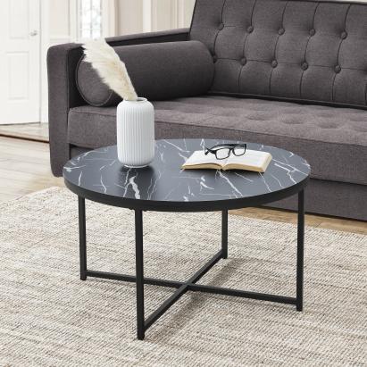 Couchtisch Uppvidinge 45x80cm Marmor / Schwarz [en.casa]