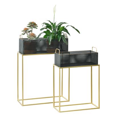 Set 2 suporturi pentru flori Jurbise din metal, auriu și negru