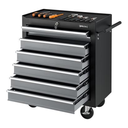 Cărucior de scule din oțel cu 7 sertare și 4 roți, negru [pro.tec]