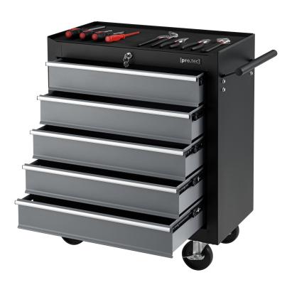 Cărucior pentru scule cu 5 sertare și 4 roți din oțel, negru