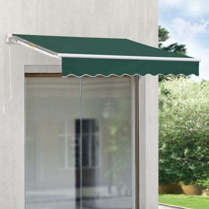Copertină retractabilă de perete 300x250 cm verde închis, cu manivelă