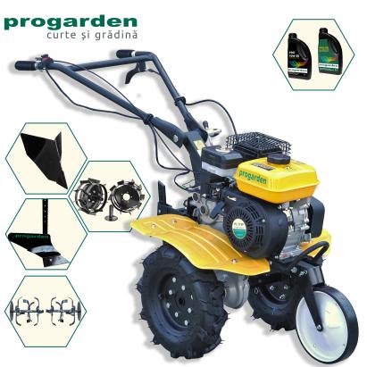 ProGARDEN Pachet Campo 703 Motocultor 7CP+ Plug simplu + Plug bilonat/rarita + 2 roti metalice 350x6 + 2L Ulei