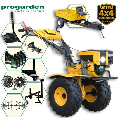 Motocultor ProGARDEN Campo 873 Alpine 7CP cu remorca si accesorii