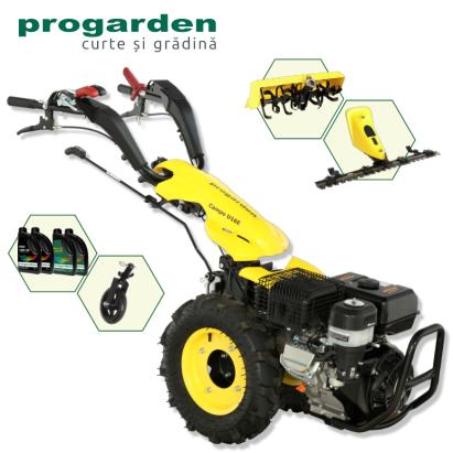 Pachet motocultor ProGARDEN Campo U16E 14CP cu bara cosire, freza FT90 si ulei