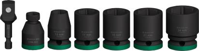 Set tubulare de impact Bosch 1/2 inch, 7 piese, 13-24 mm cu adaptoare