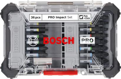 Bosch Set mixt 36piese, 16xBiti 25mm + 7xBiti 55mm + 9xBiti 65mm + 3xchei tubulare + suport pt capete 1/4"