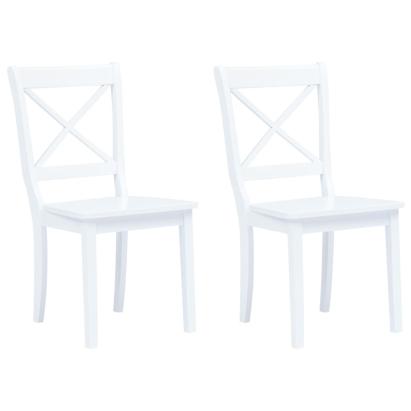 Scaune de bucătărie, 2 buc., alb, lemn masiv de hevea GartenMobel Dekor