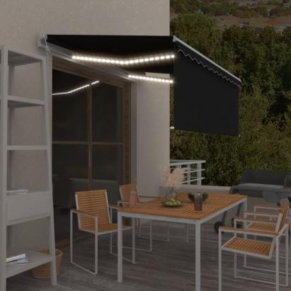 Copertină automată cu stor&LED&senzor vânt, antracit, 3x2,5 m   GartenMobel Dekor