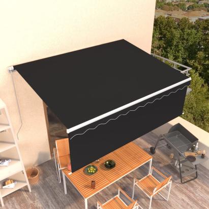 Copertină retractabilă manual cu stor, antracit, 4x3 m GartenMobel Dekor