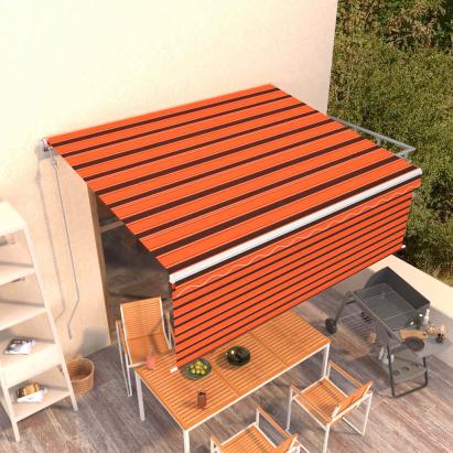 Copertină retractabilă automat cu stor, portocaliu&maro, 4x3 m  GartenMobel Dekor