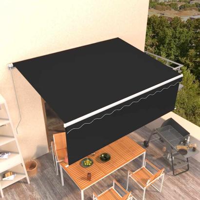 Copertină retractabilă manual cu stor, antracit, 4,5x3 m GartenMobel Dekor