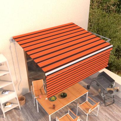 Copertină retractabilă automat cu stor, portocaliu&maro 4,5x3 m  GartenMobel Dekor