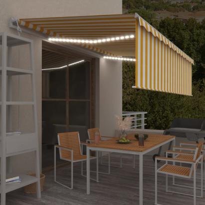 Copertină retractabilă automat stor&LED&senzor galben&alb, 5x3m  GartenMobel Dekor