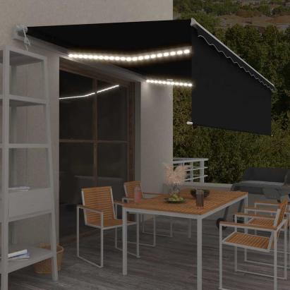 Copertină retractabilă automat, stor&LED&senzor antracit, 5x3 m  GartenMobel Dekor
