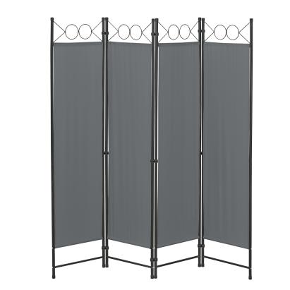 Paravan despărțitor pliabil Saragossa, 4 panouri, 160x171 cm, gri închis