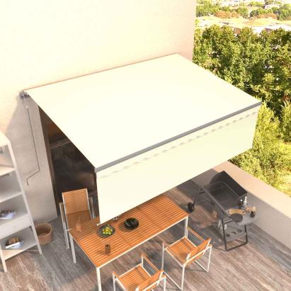 Copertină retractabilă automat, cu stor, crem, 4x3 m   GartenMobel Dekor