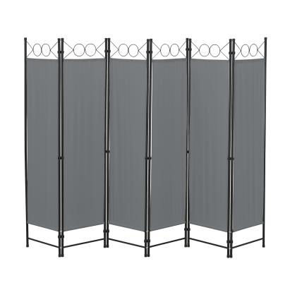 Paravan despărțitor Saragossa cu 6 panouri, 240x171 cm, gri închis