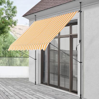 Copertină retractabilă cu prindere telescopică 200x120 cm galben/alb