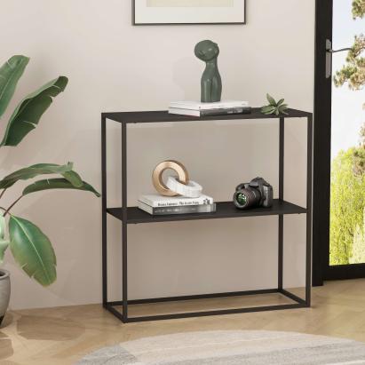 Masă consolă Strömstad 80x79,5x26 cm negru mat, cu poliță