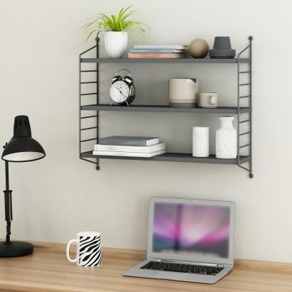 Raft de perete modular cu 3 polițe, gri închis, Strängnäs