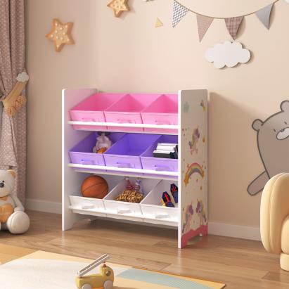 Kinderregal Boiro 60x62x30 cm Einhorn-Motiv [en.casa]