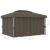 Pavilion cu perdea & șir de lumini LED, gri taupe, 4x3 m GartenMobel Dekor
