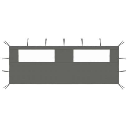 Perete lateral foișor cu ferestre, 6x2 m, antracit GartenMobel Dekor