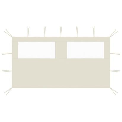 Perete lateral foișor cu ferestre, crem, 4x2 m GartenMobel Dekor