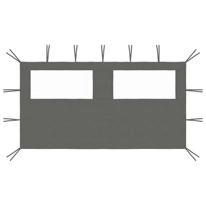 Perete lateral foișor cu ferestre, 4x2 m, antracit GartenMobel Dekor