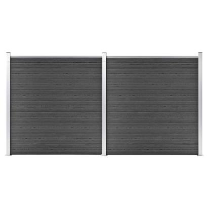 Set de panouri de gard, negru, 353 x 186 cm, WPC GartenMobel Dekor