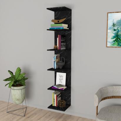 Raft de perete Surahammar cu 6 polițe, aspect marmură neagră, 180 cm