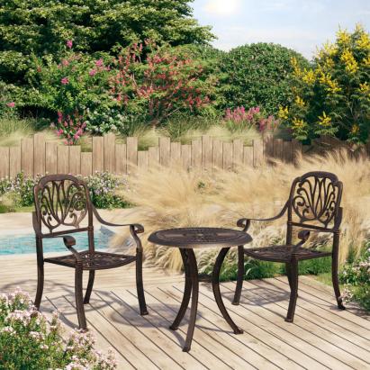 Set mobilier bistro, 3 piese, bronz, aluminiu turnat GartenMobel Dekor