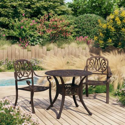 Set mobilier bistro, 3 piese, bronz, aluminiu turnat GartenMobel Dekor