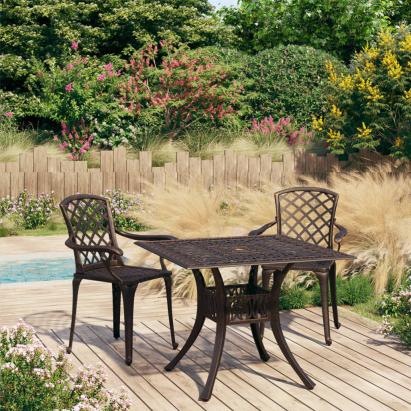 Set mobilier de bistro, 3 piese, bronz, aluminiu turnat GartenMobel Dekor