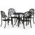 Set mobilier bistro, 5 piese, negru, aluminiu turnat GartenMobel Dekor