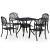 Set mobilier bistro, 5 piese, negru, aluminiu turnat GartenMobel Dekor