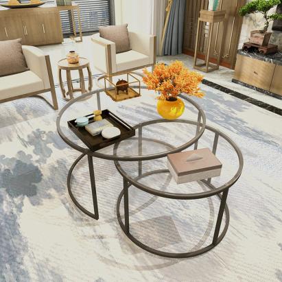 Couchtisch 2er Set Kokkola Klarglas [en.casa]