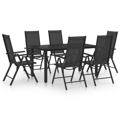 Set mobilier de grădină, 7 piese, negru, aluminiu GartenMobel Dekor