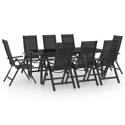 Set mobilier de grădină, 9 piese, antracit, aluminiu GartenMobel Dekor