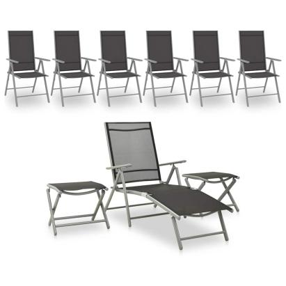 Set mobilier de grădină, 9 piese, negru și argintiu GartenMobel Dekor