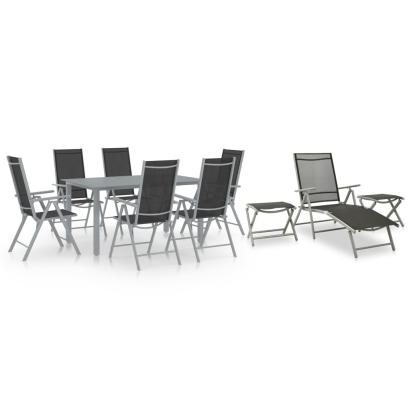 Set mobilier de grădină, 10 piese, negru și argintiu GartenMobel Dekor