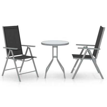 Set mobilier bistro, 3 piese, argintiu, aluminiu și textilenă GartenMobel Dekor